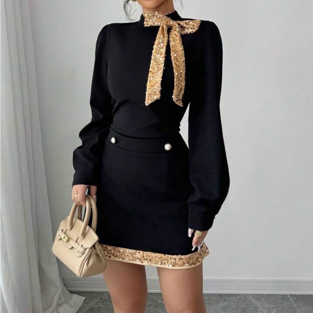 Black shirt and skirt set